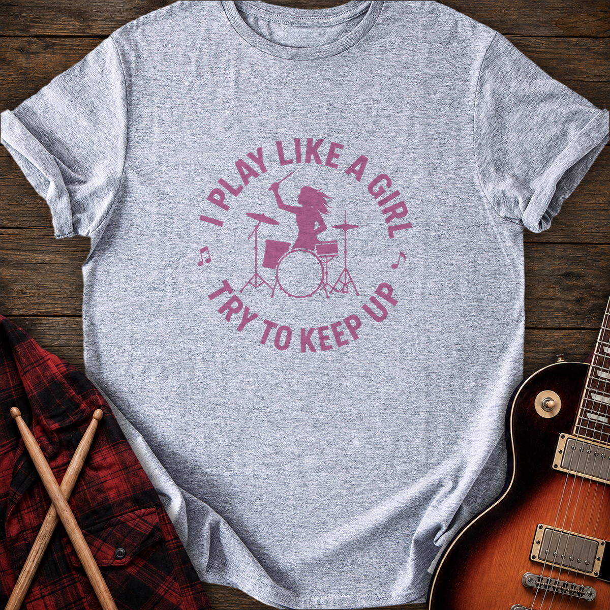 SOUNDOSE Drummer Girl T-Shirt — Sport Grey t-shirt