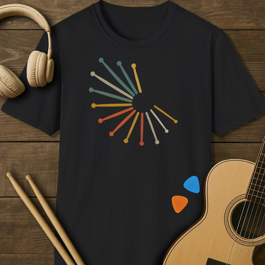 SOUNDOSE Drumsticks Spiral T-Shirt — Black t-shirt