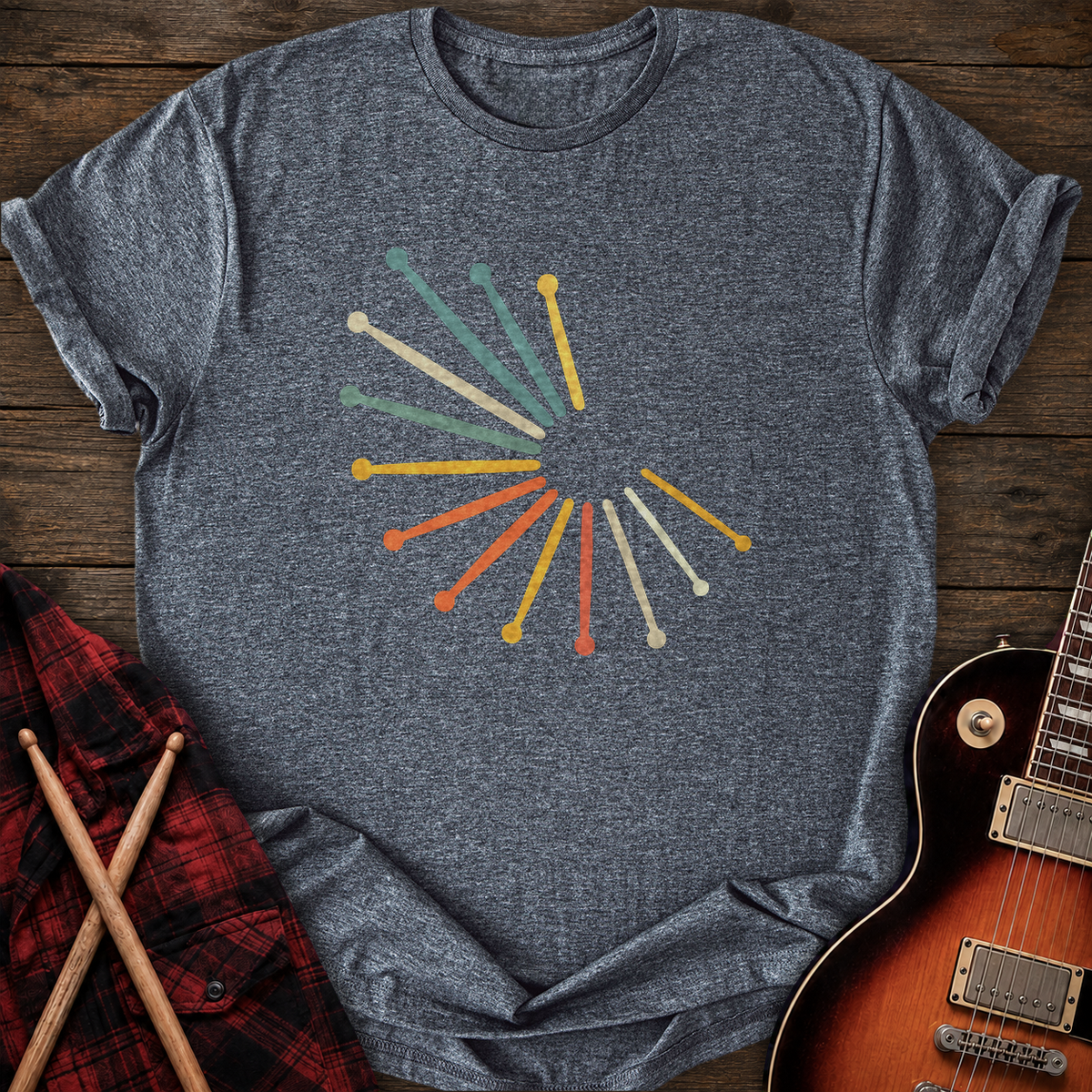 SOUNDOSE Drumsticks Spiral T-Shirt — Dark Heather t-shirt