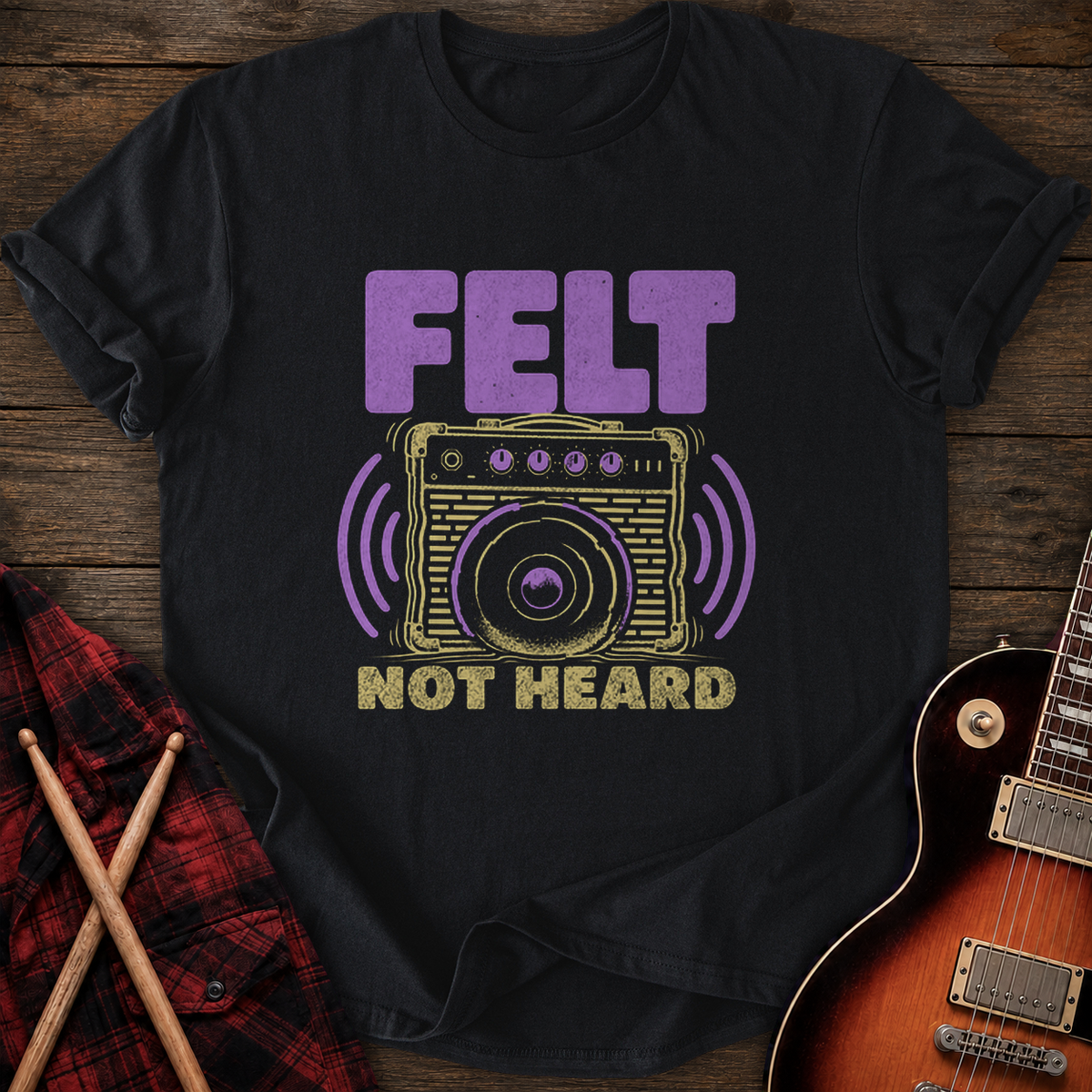 SOUNDOSE Felt Not Heard T-Shirt — Black t-shirt