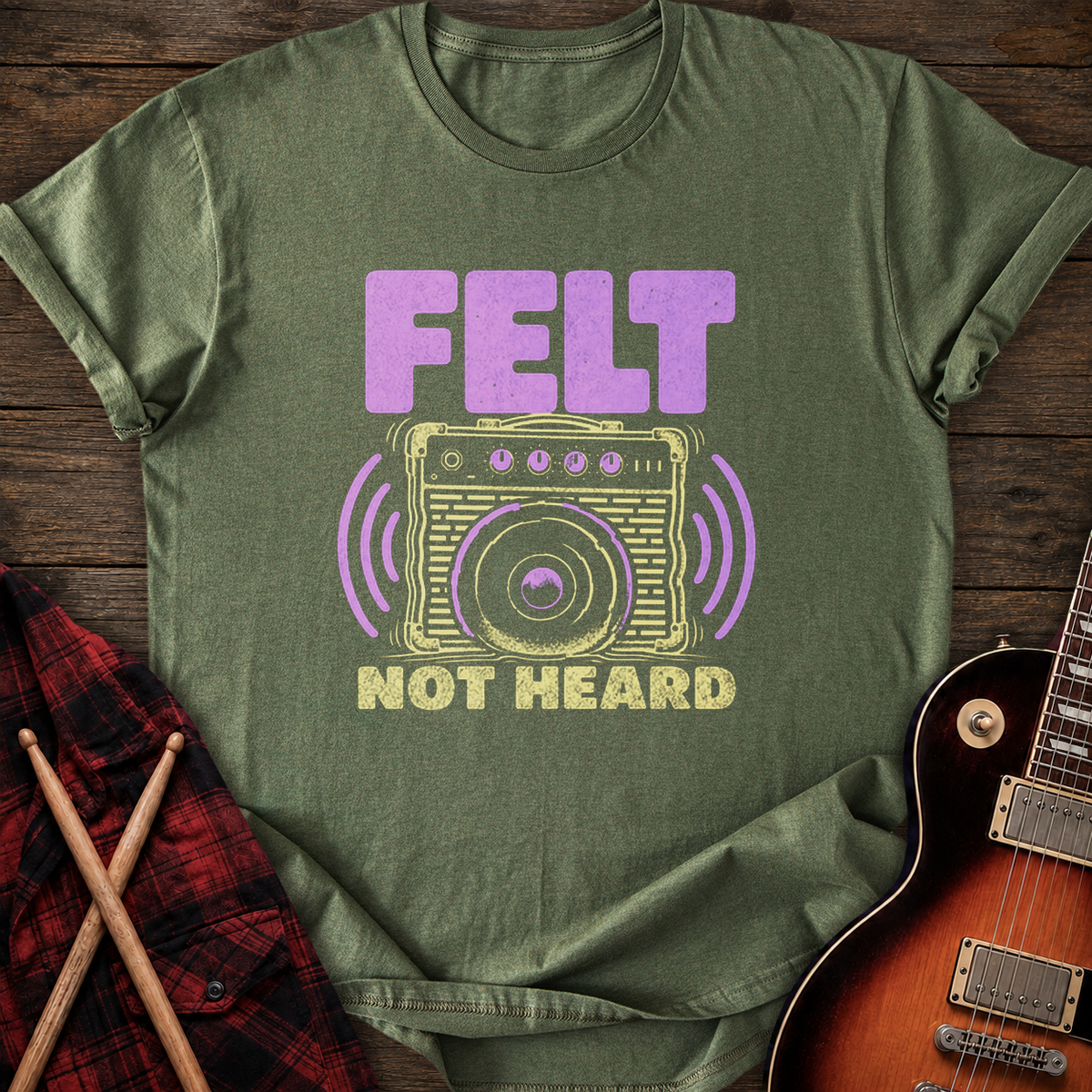 SOUNDOSE Felt Not Heard T-Shirt — Military Green t-shirt