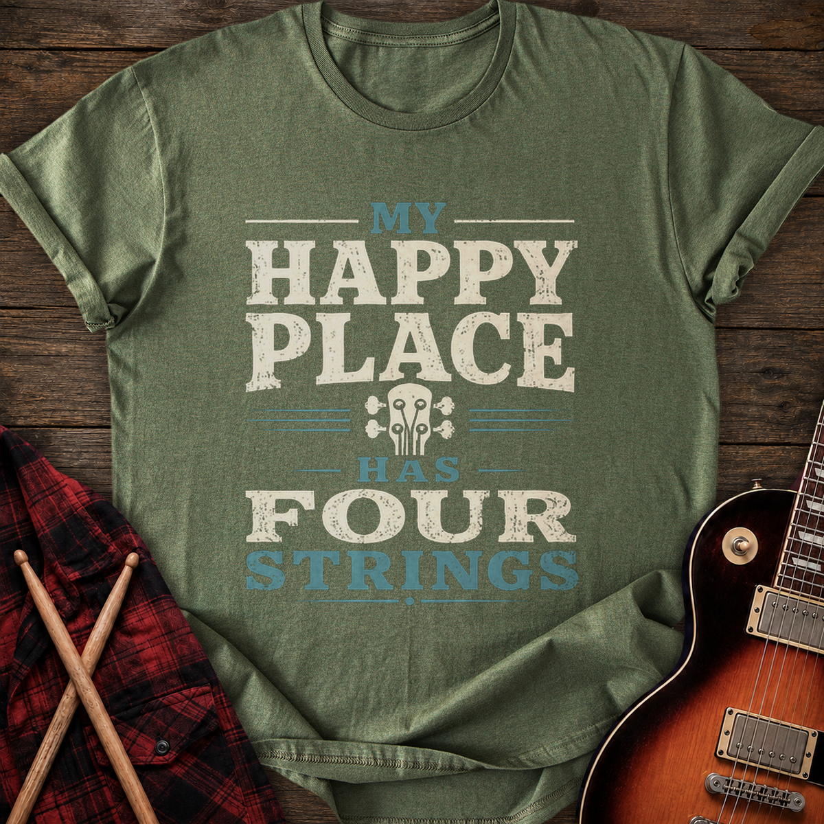 SOUNDOSE Four Strings T-Shirt — Military Green t-shirt