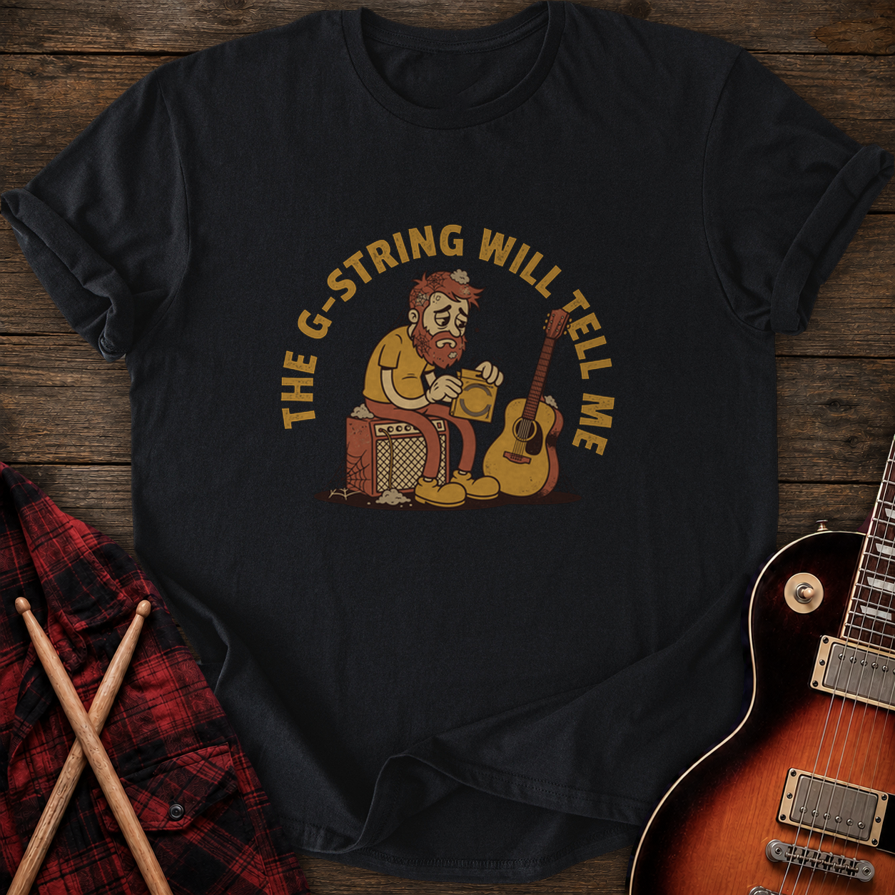 SOUNDOSE G-String Tells T-Shirt — Black t-shirt