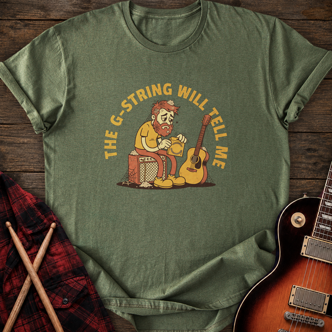 SOUNDOSE G-String Tells T-Shirt — Military Green t-shirt