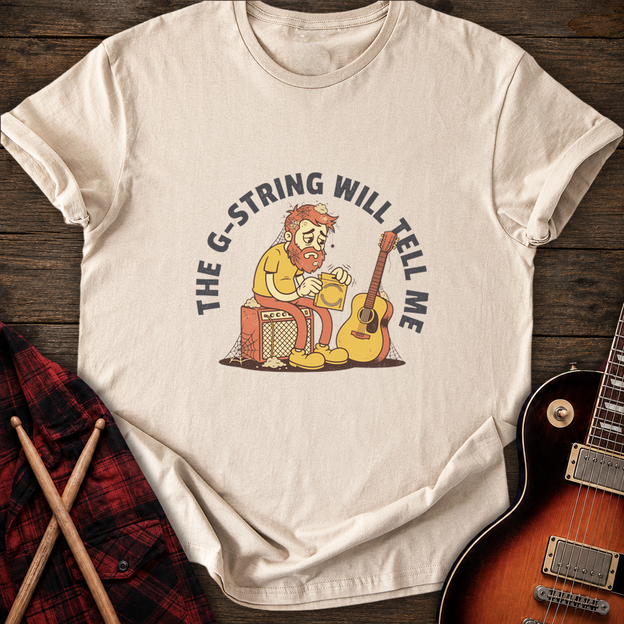 SOUNDOSE G-String Tells T-Shirt — Sand t-shirt
