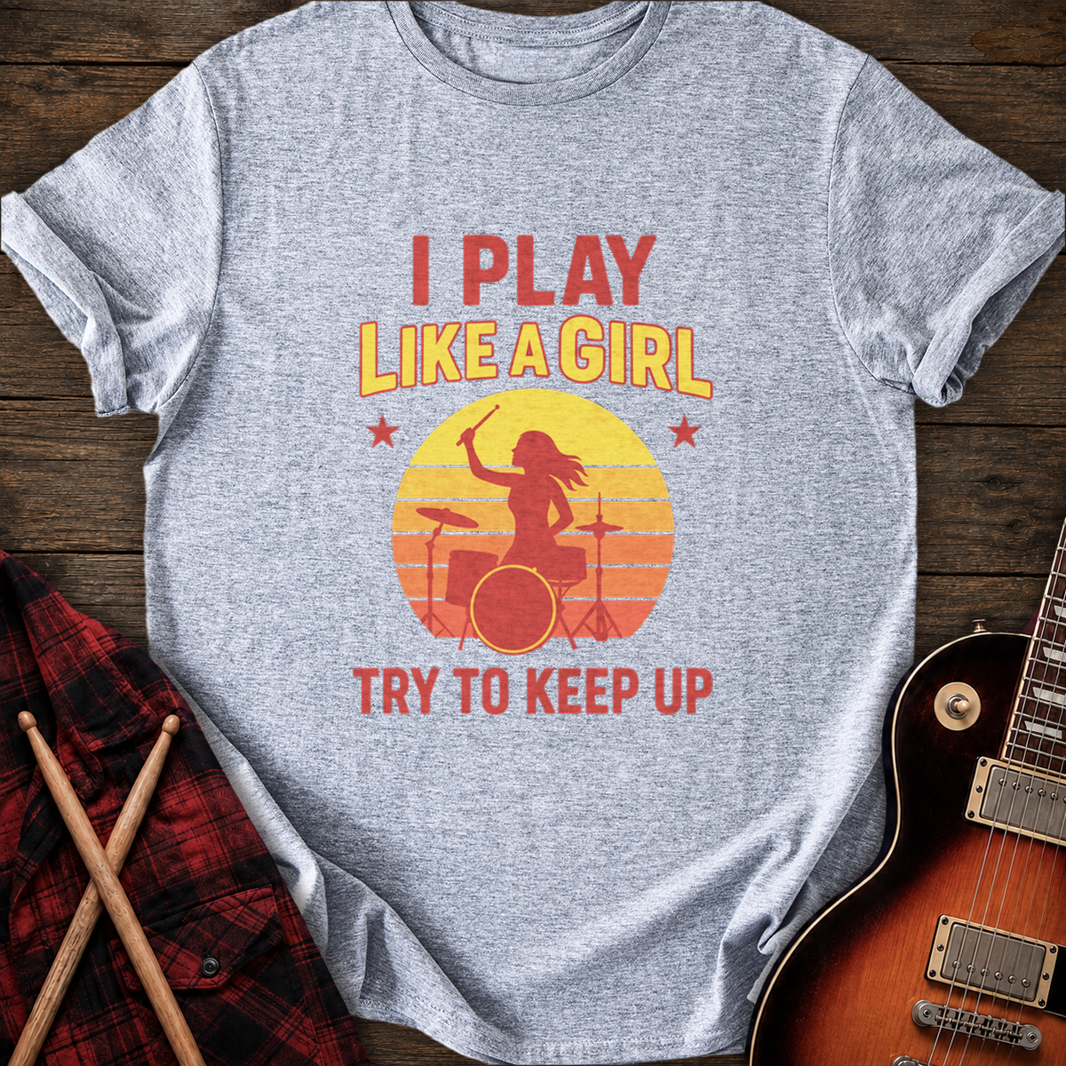 SOUNDOSE Girl Drummer T-Shirt — Sport Grey t-shirt