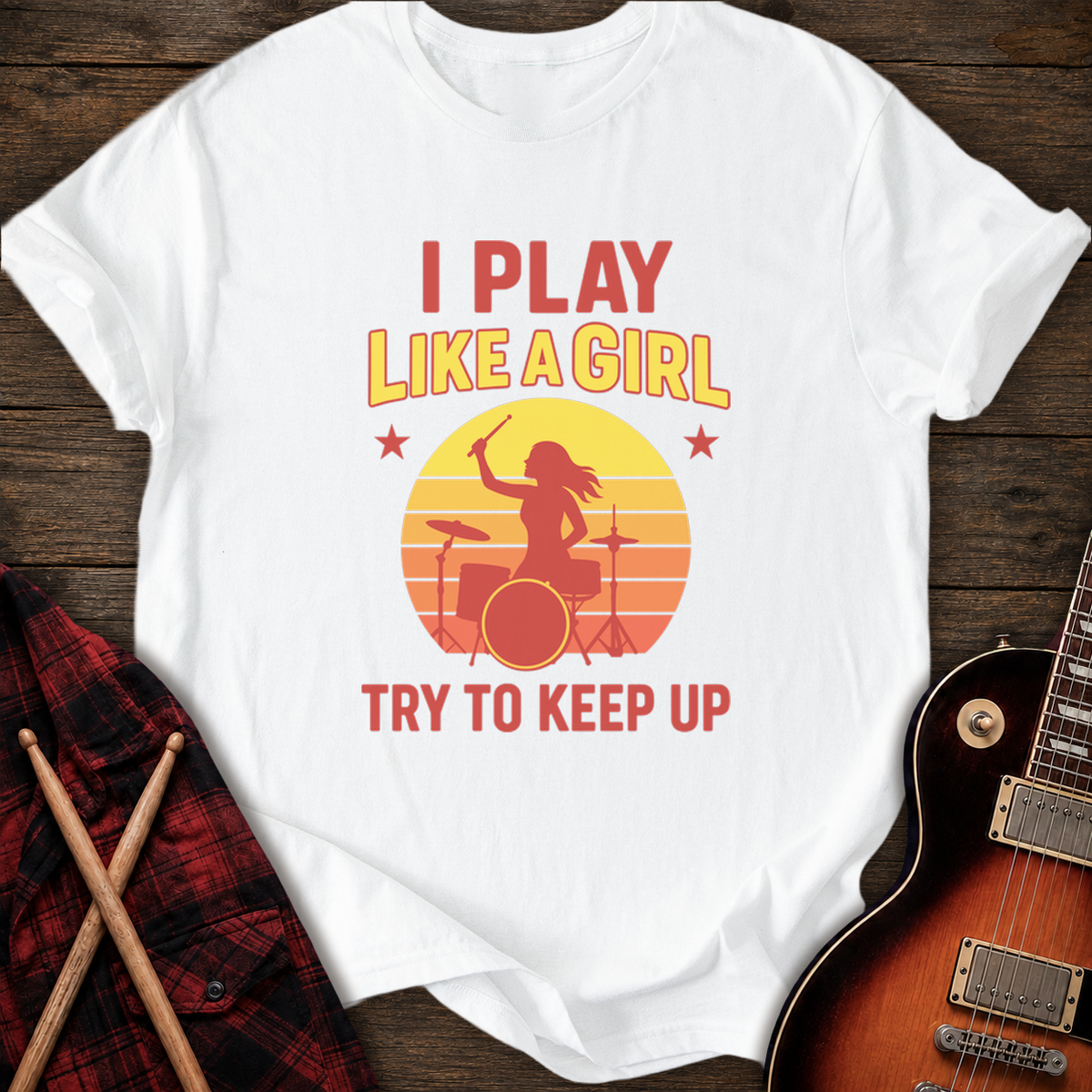 SOUNDOSE Girl Drummer T-Shirt — White t-shirt