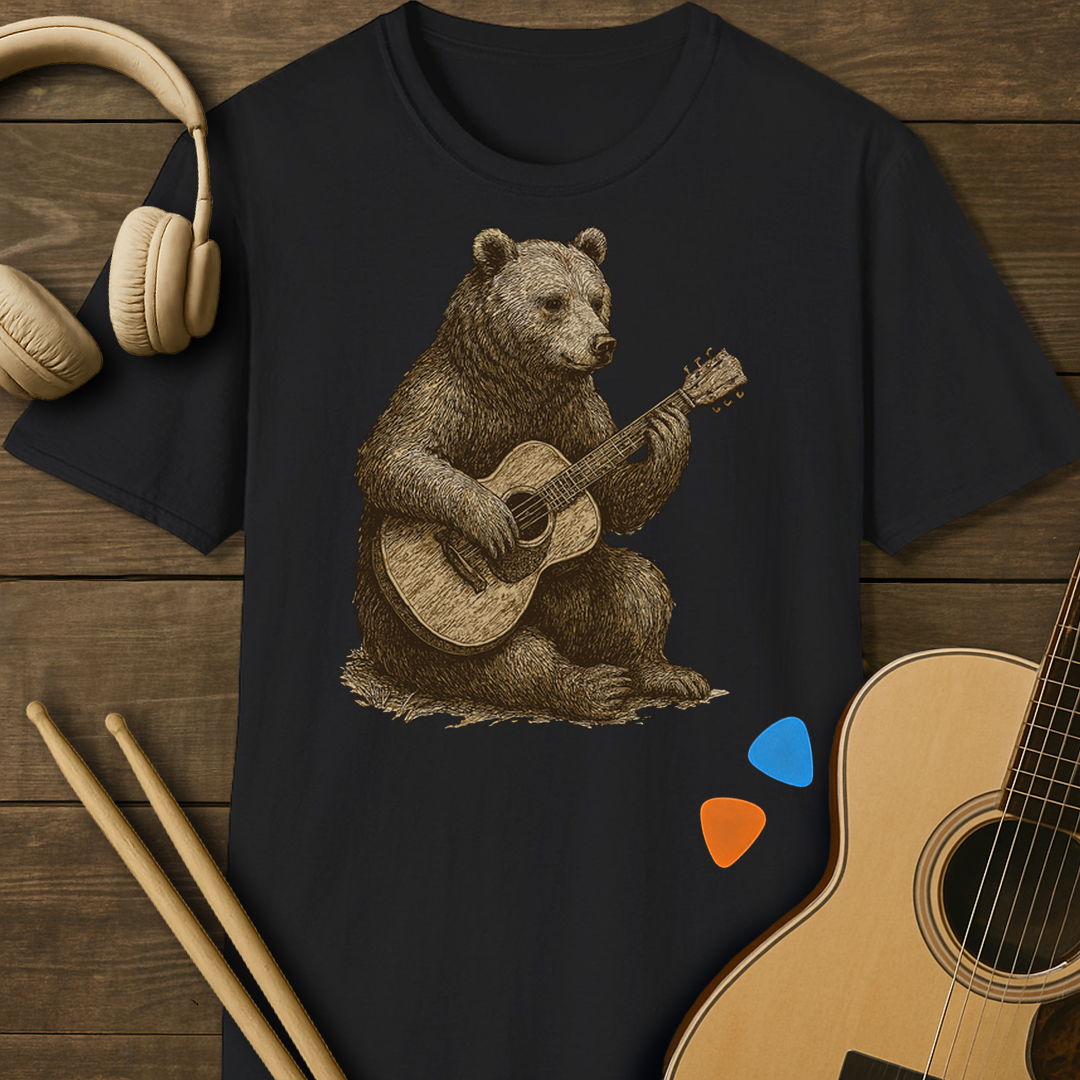 SOUNDOSE Grizzly Bear T-Shirt — Black t-shirt