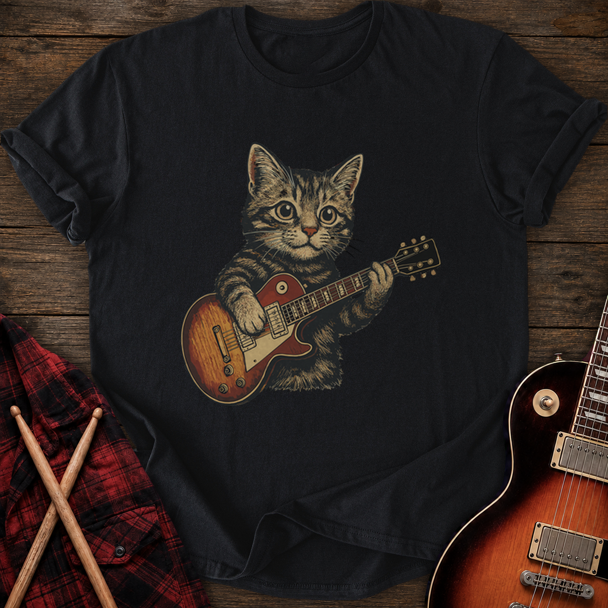 SOUNDOSE Guitar Kitten T-Shirt — Black t-shirt