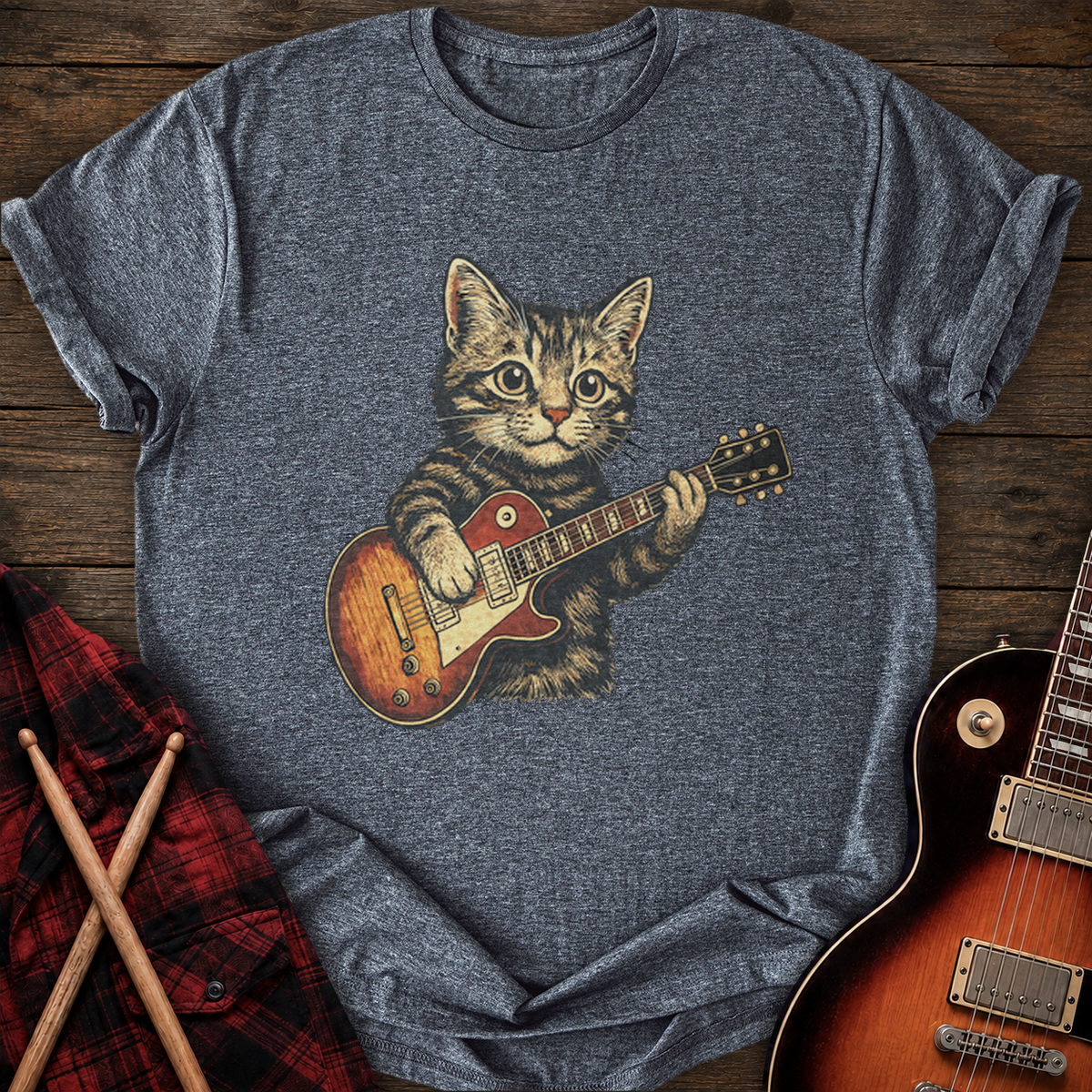 SOUNDOSE Guitar Kitten T-Shirt — Dark Heather t-shirt