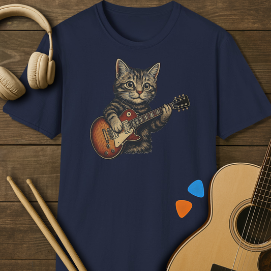 SOUNDOSE Guitar Kitten T-Shirt — Navy t-shirt