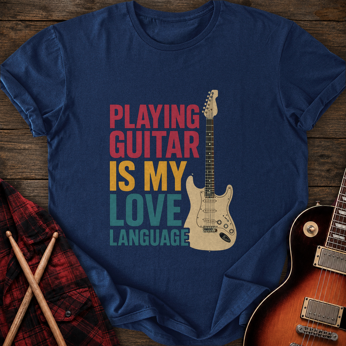 SOUNDOSE Guitar Language T-Shirt — Navy t-shirt