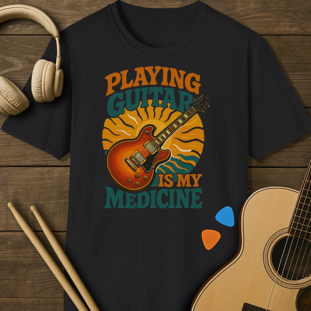SOUNDOSE Guitar Medicine T-Shirt — Black t-shirt