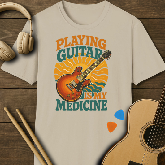 SOUNDOSE Guitar Medicine T-Shirt — Sand t-shirt