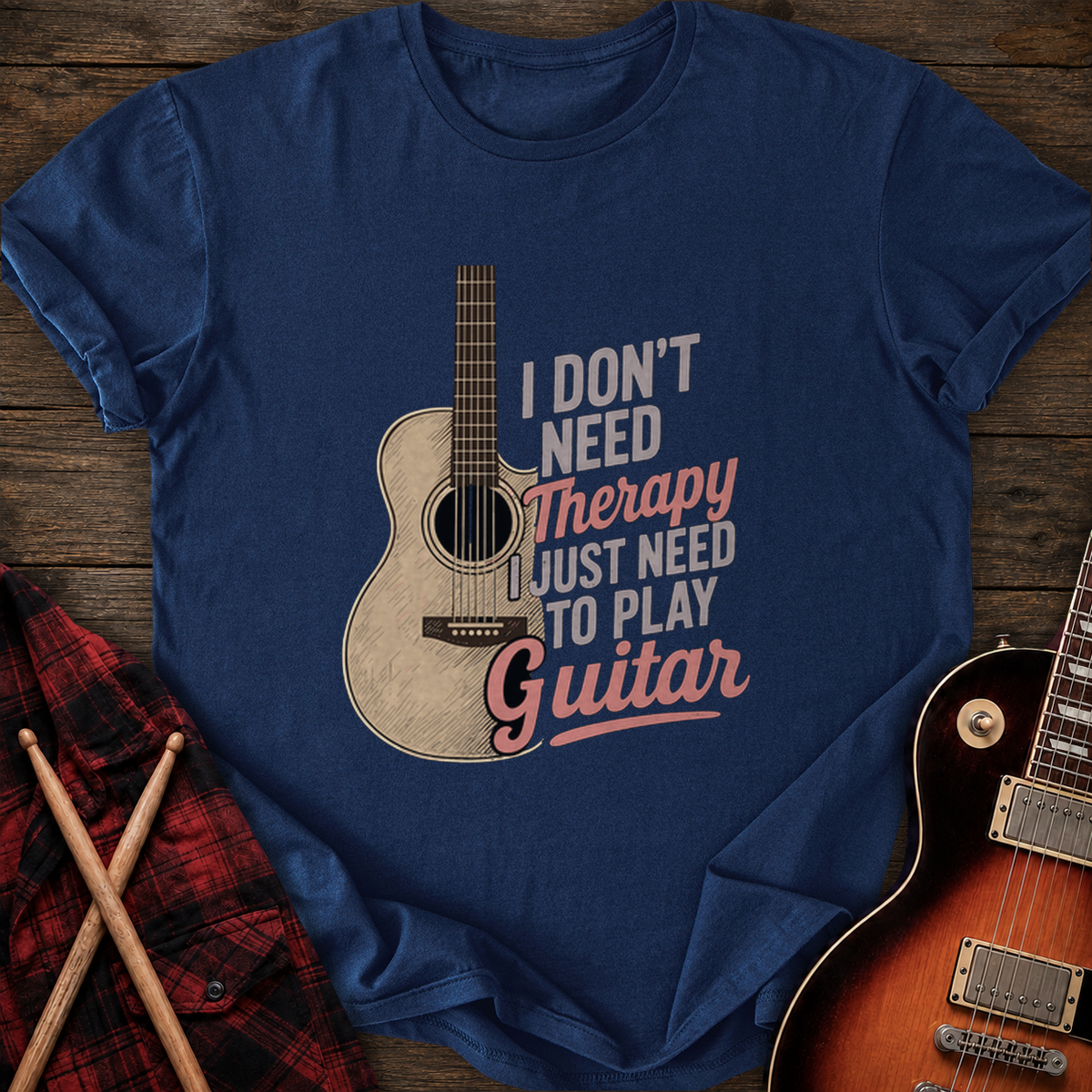 SOUNDOSE Guitar Therapy T-Shirt — Navy t-shirt