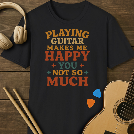 SOUNDOSE Happy Guitarist T-Shirt — Black t-shirt