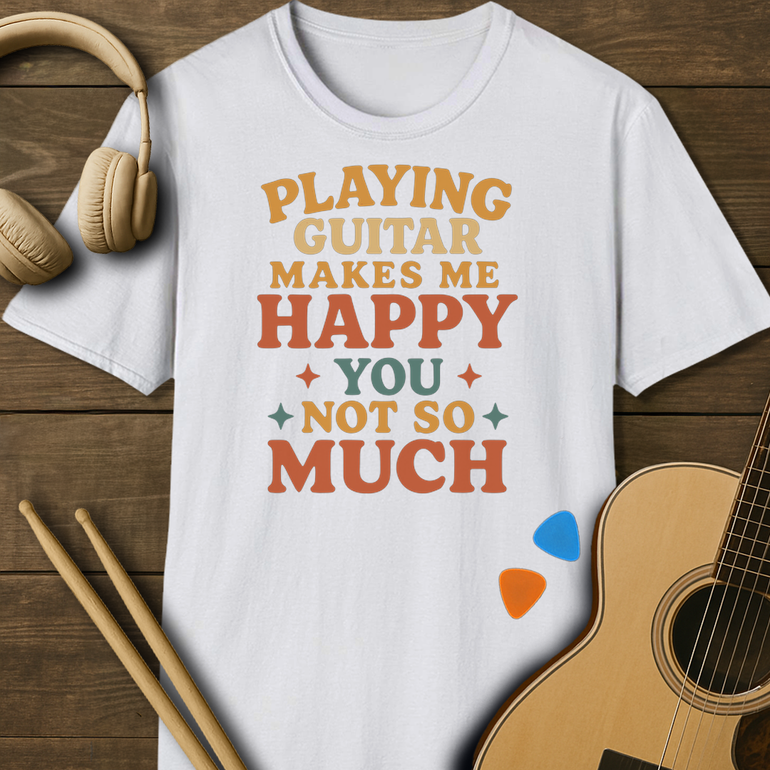 SOUNDOSE Happy Guitarist T-Shirt — White t-shirt