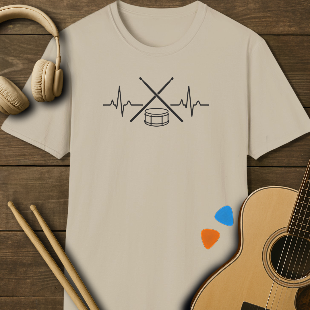 SOUNDOSE Heartbeat Drummer T-Shirt — Sand t-shirt