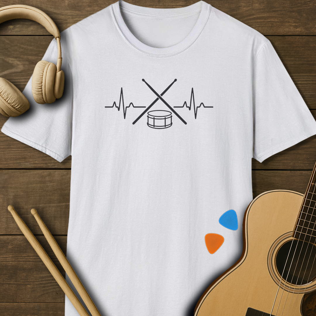 SOUNDOSE Heartbeat Drummer T-Shirt — White t-shirt