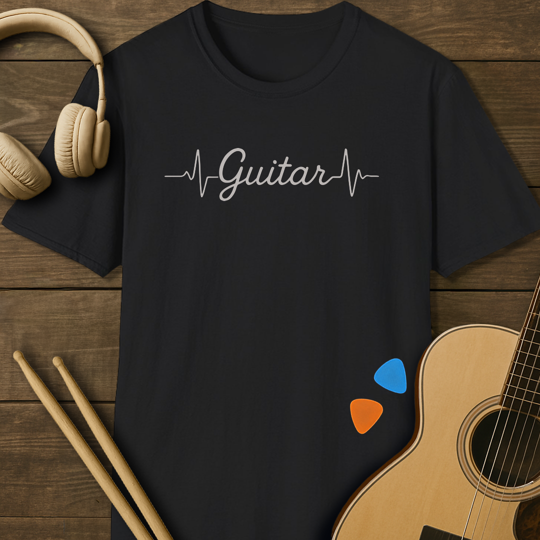 SOUNDOSE Heartbeat Guitar T-Shirt — Black t-shirt