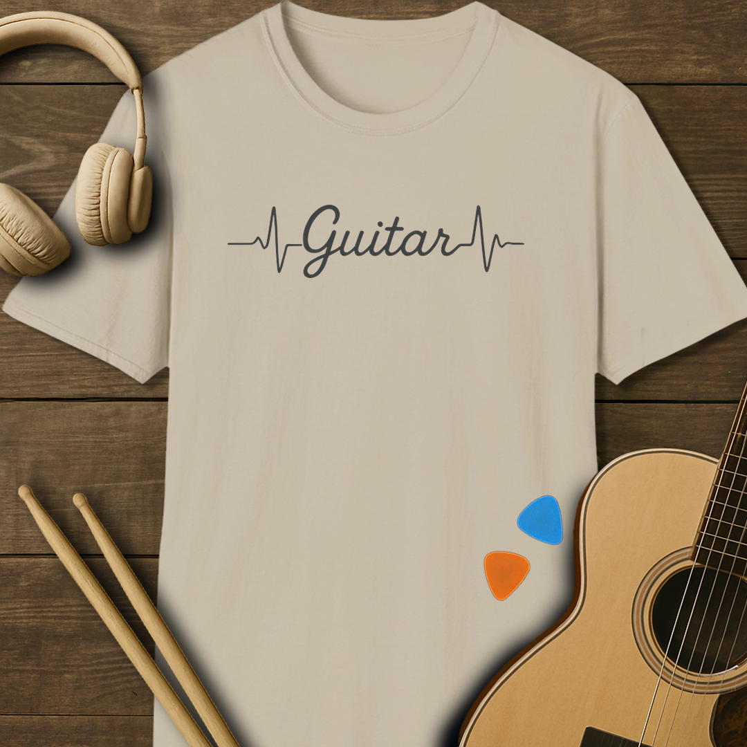 SOUNDOSE Heartbeat Guitar T-Shirt — Sand t-shirt
