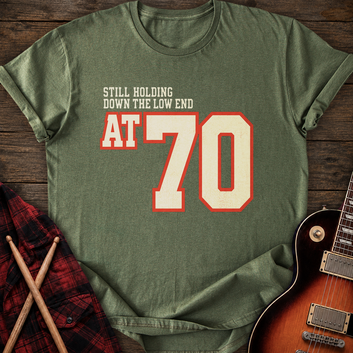 SOUNDOSE Holding At 70 T-Shirt — Military Green t-shirt