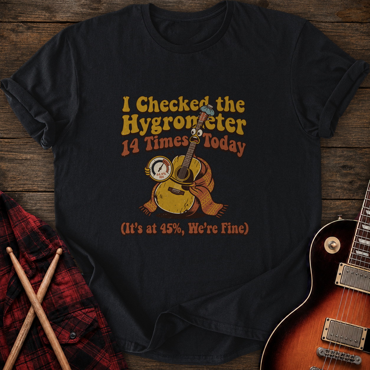 SOUNDOSE Hygrometer Check T-Shirt — Black t-shirt