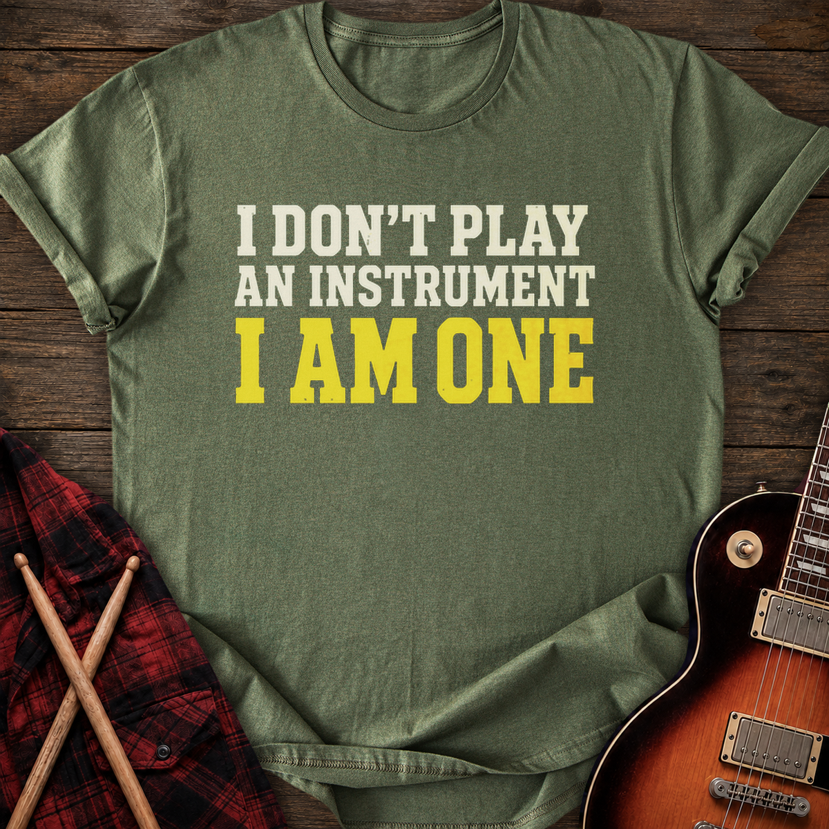 SOUNDOSE I Am One T-Shirt — Military Green t-shirt