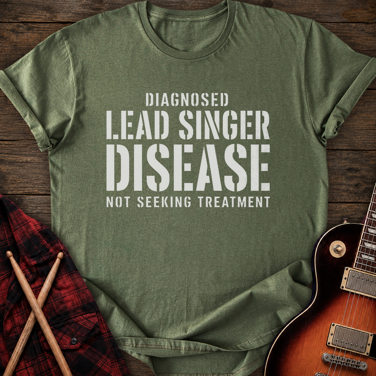 SOUNDOSE Lead Singer Disease T-Shirt — Military Green t-shirt