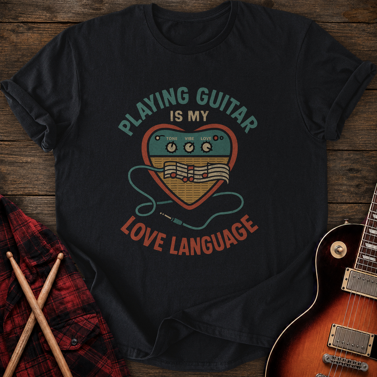 SOUNDOSE Love Language T-Shirt — Black t-shirt