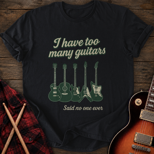 SOUNDOSE Many Guitars T-Shirt — Black t-shirt