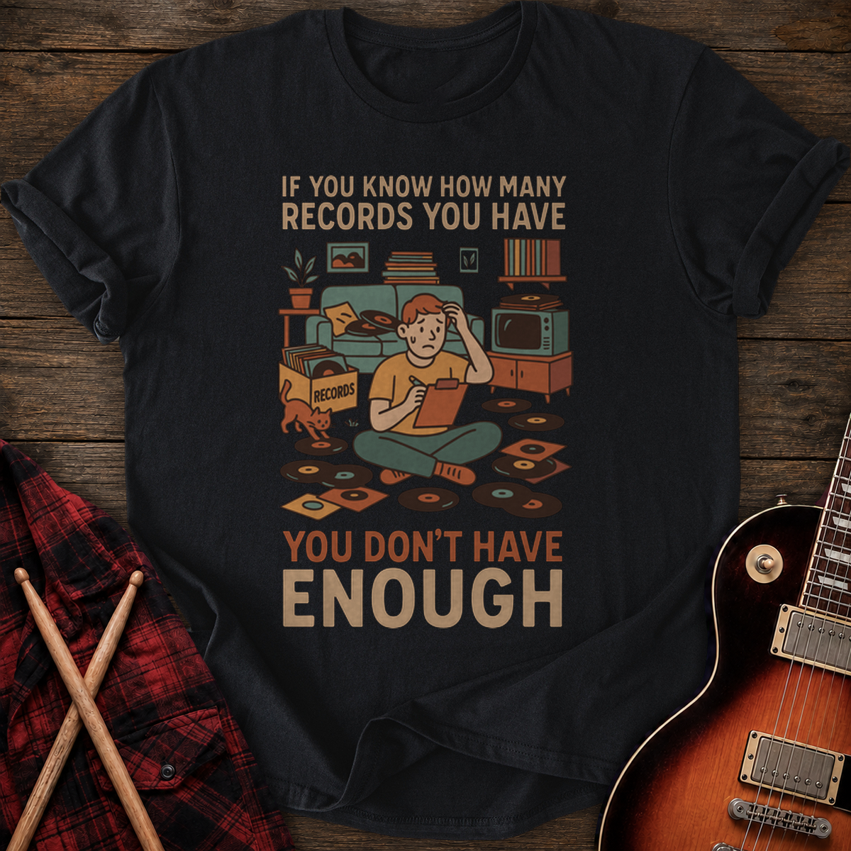 SOUNDOSE Many Records T-Shirt — Black t-shirt