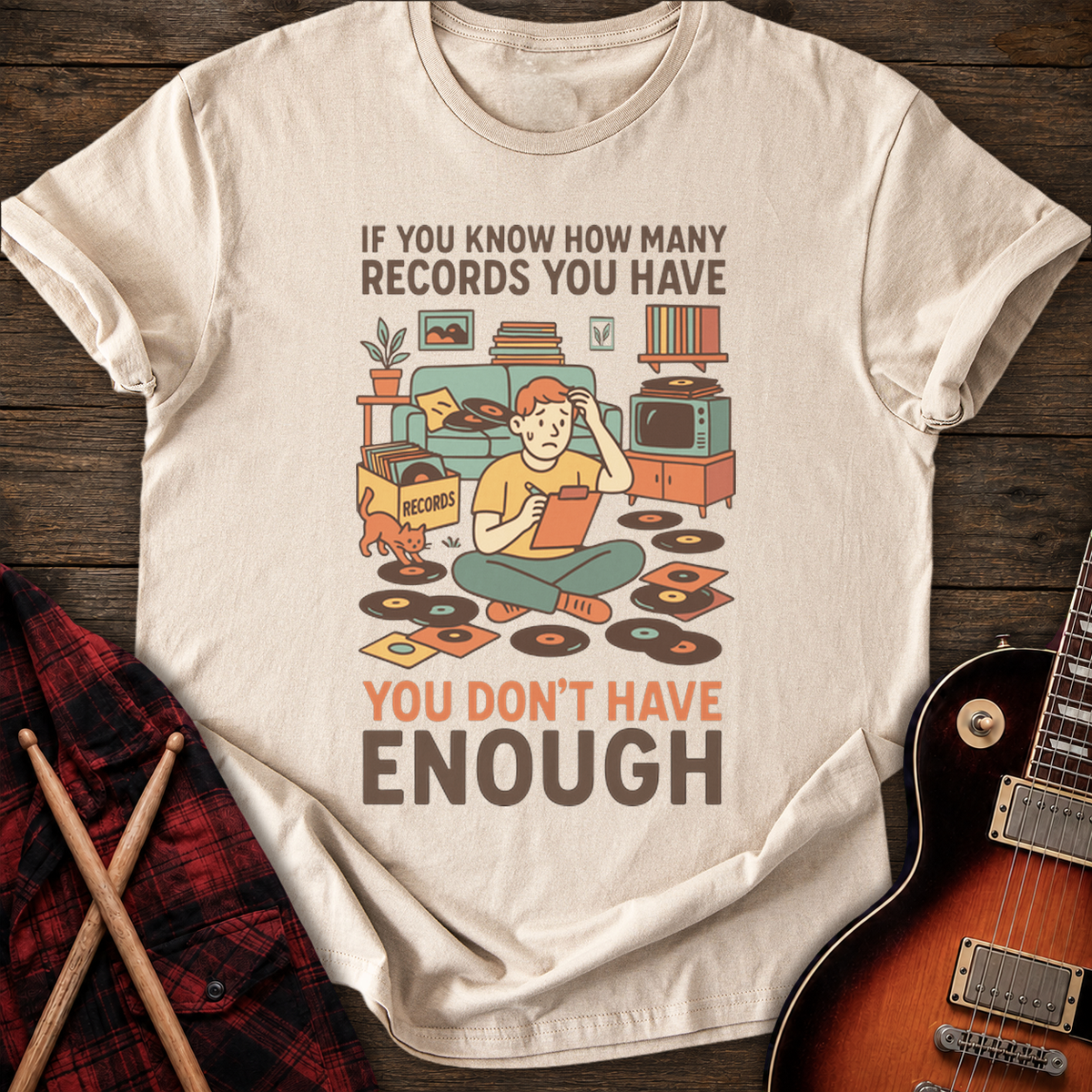 SOUNDOSE Many Records T-Shirt — Sand t-shirt