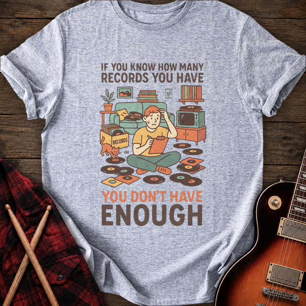 SOUNDOSE Many Records T-Shirt — Sport Grey t-shirt