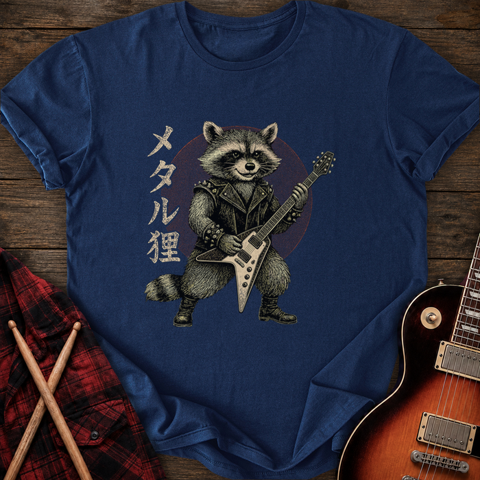 SOUNDOSE Metal Raccoon T-Shirt — Navy t-shirt