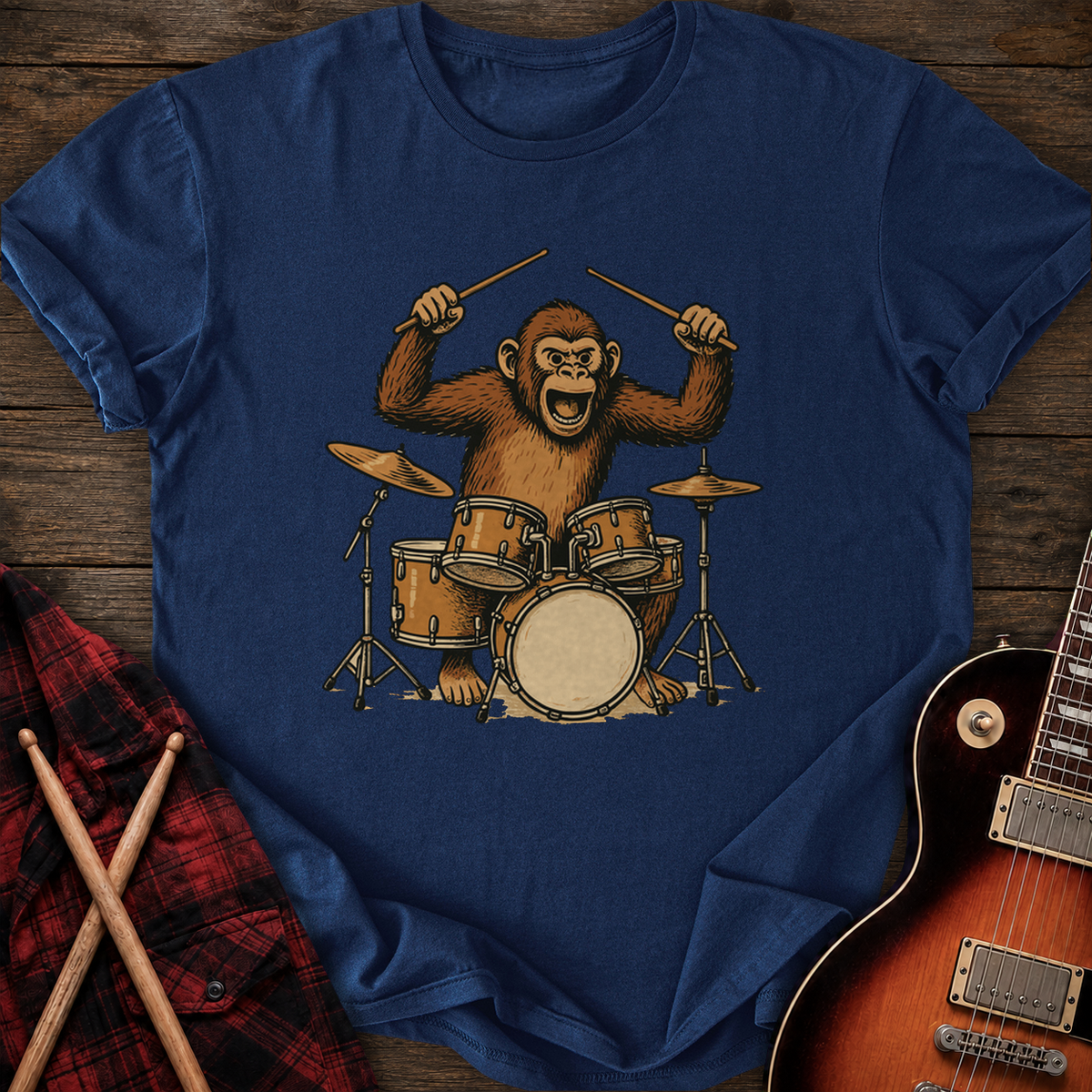 SOUNDOSE Monkey Drummer T-Shirt — Navy t-shirt