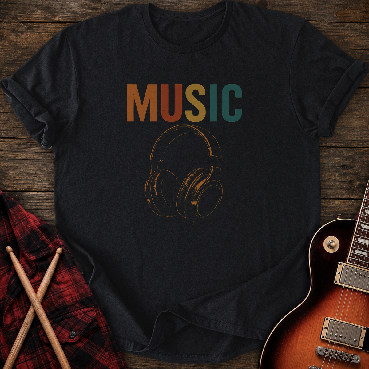 SOUNDOSE Music Headphones T-Shirt — Black t-shirt