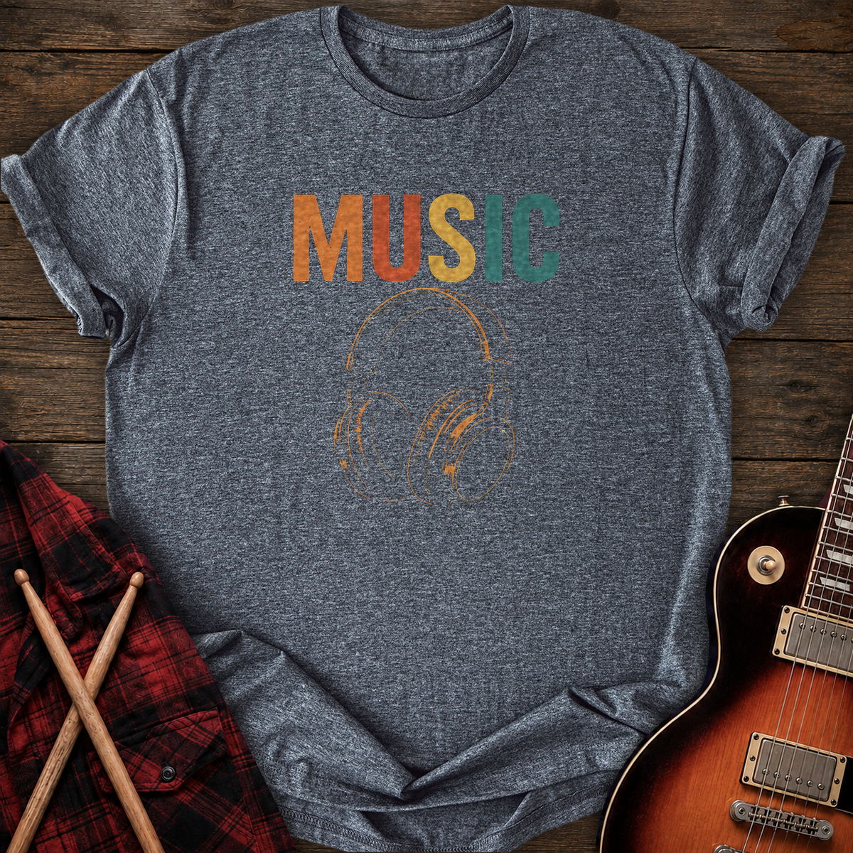SOUNDOSE Music Headphones T-Shirt — Dark Heather t-shirt