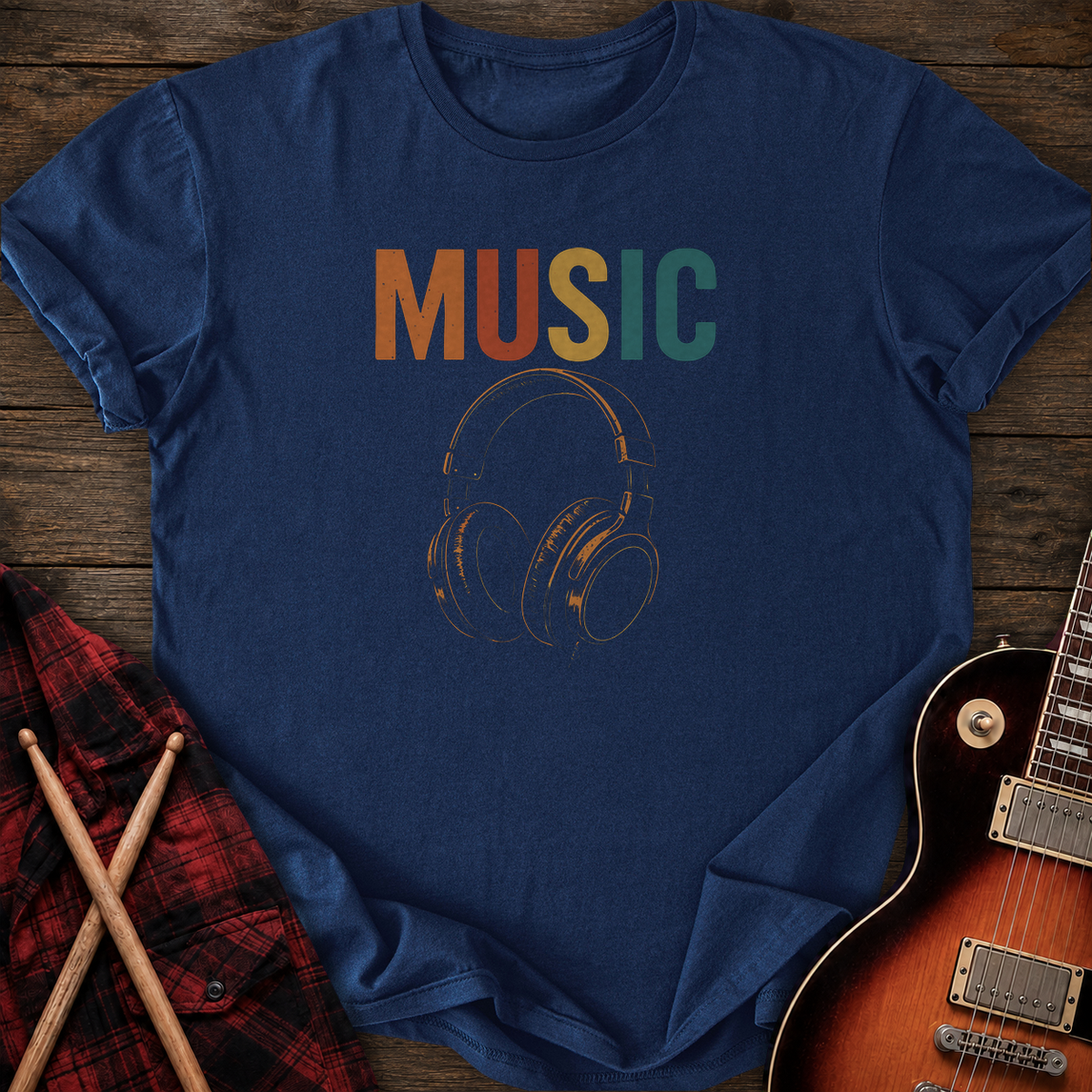 SOUNDOSE Music Headphones T-Shirt — Navy t-shirt