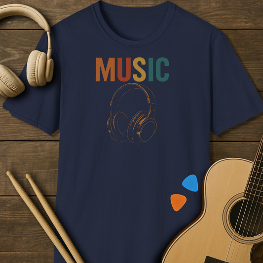 SOUNDOSE Music Headphones T-Shirt — Navy t-shirt