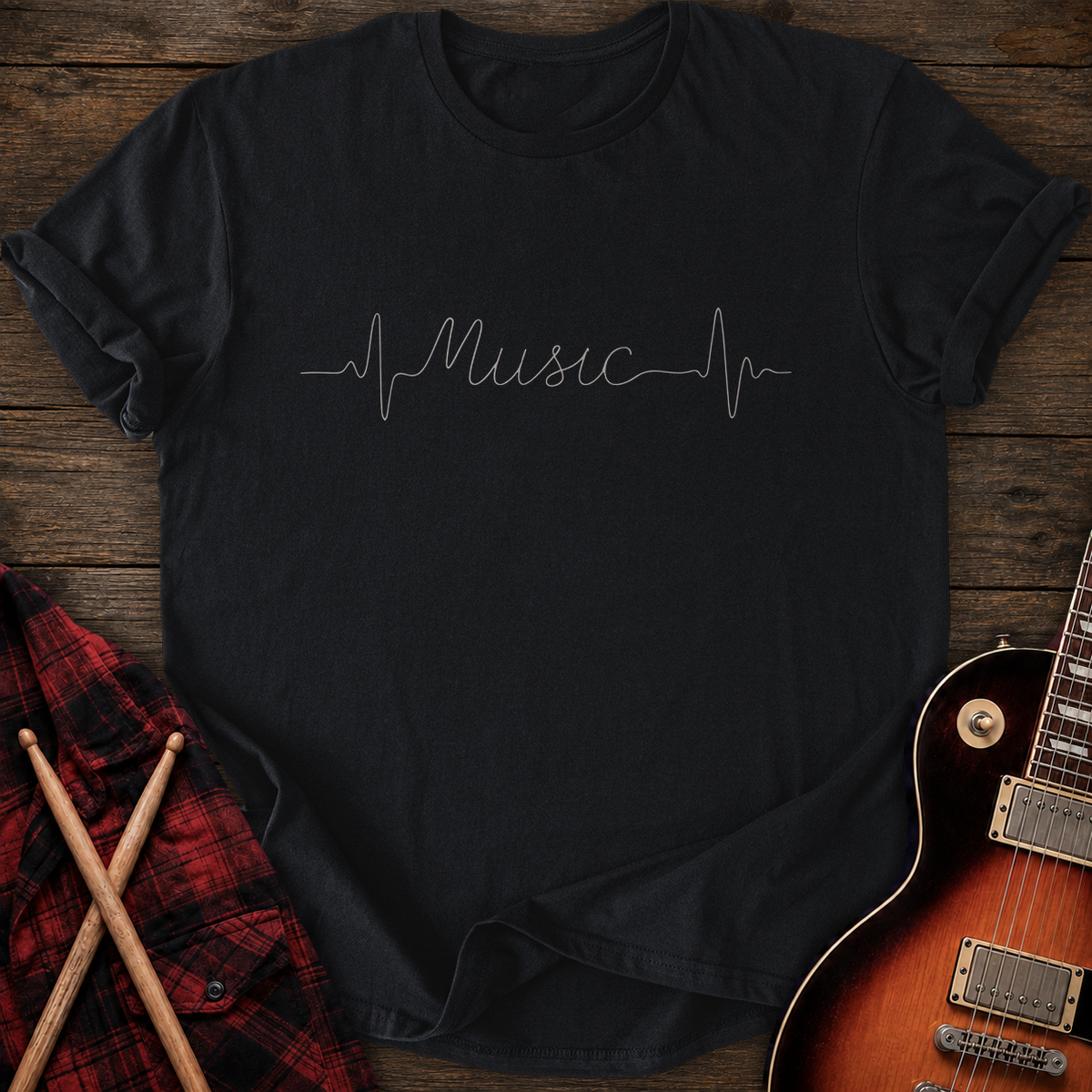 SOUNDOSE Music Heartbeat T-Shirt — Black t-shirt