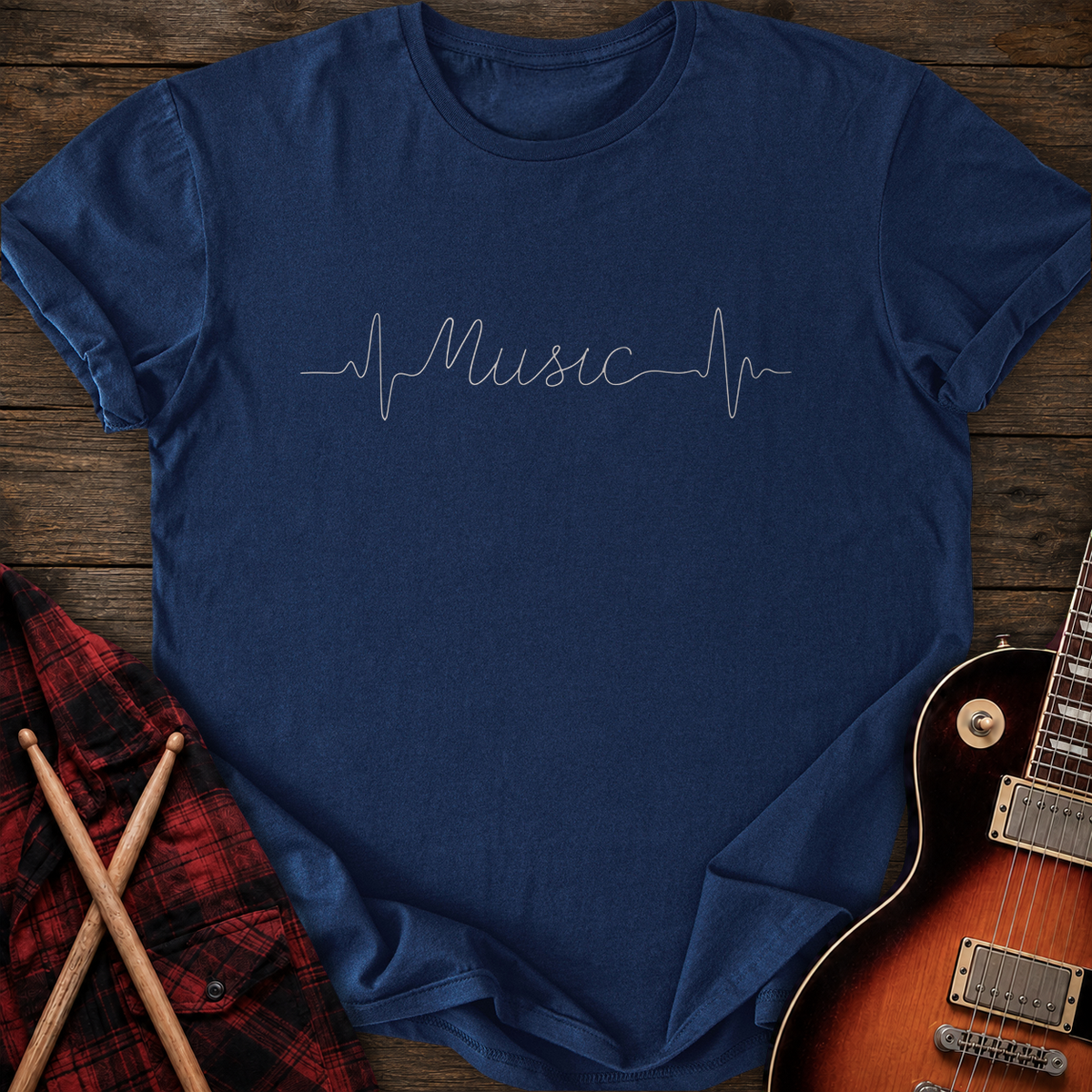 SOUNDOSE Music Heartbeat T-Shirt — Navy t-shirt
