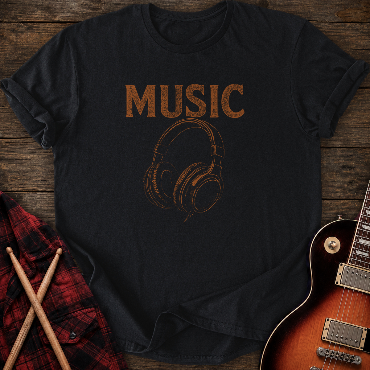 SOUNDOSE Music Illustration T-Shirt — Black t-shirt