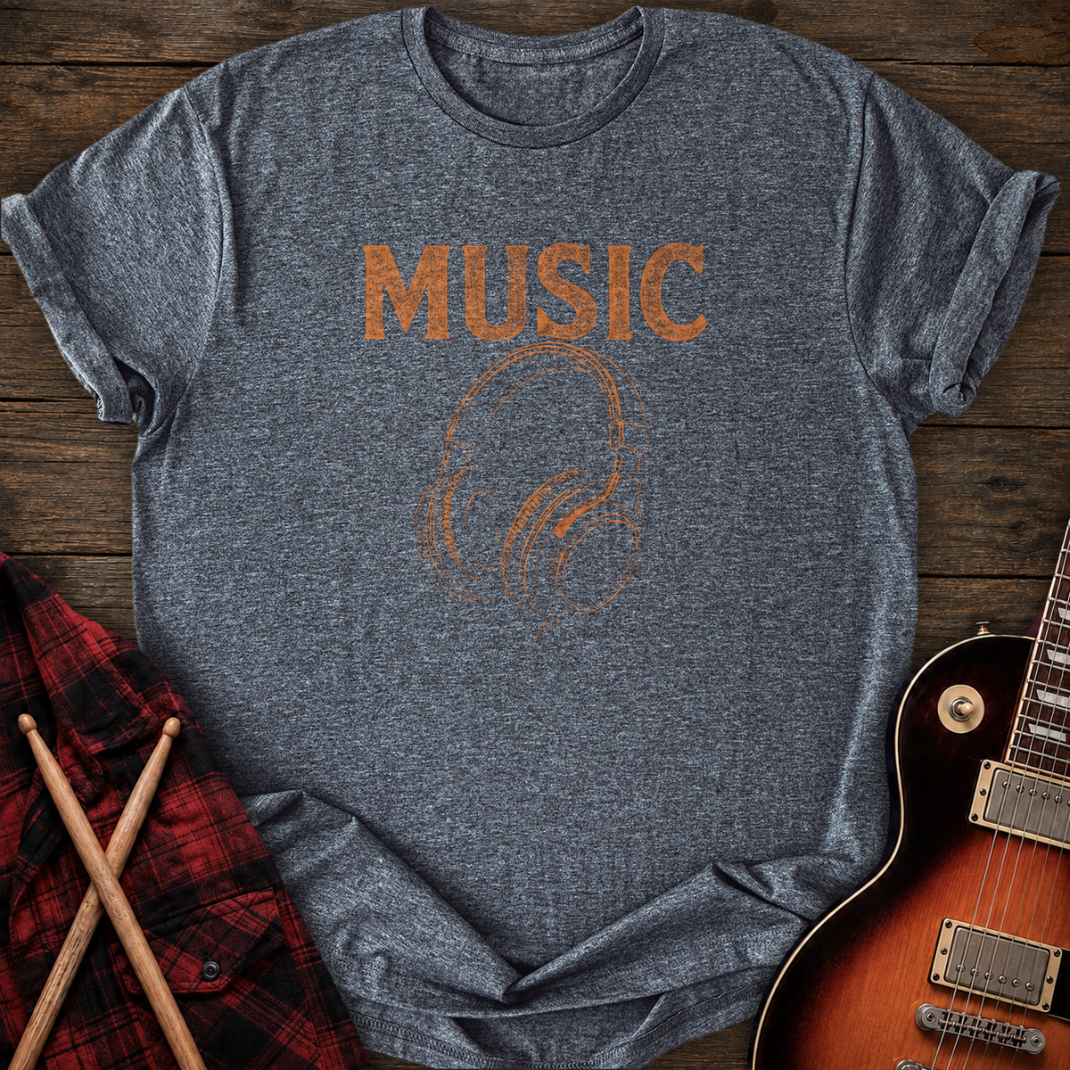 SOUNDOSE Music Illustration T-Shirt — Dark Heather t-shirt