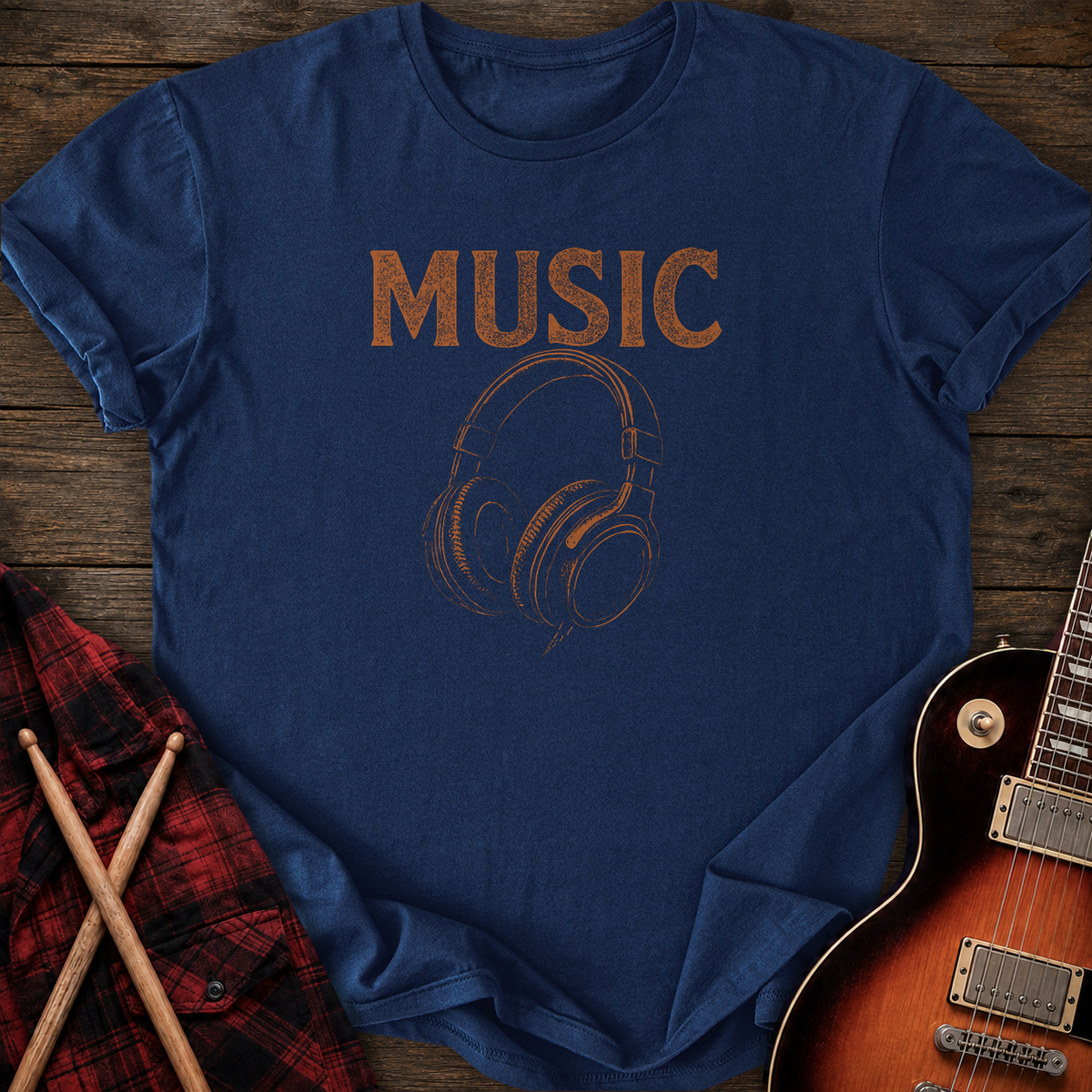 SOUNDOSE Music Illustration T-Shirt — Navy t-shirt
