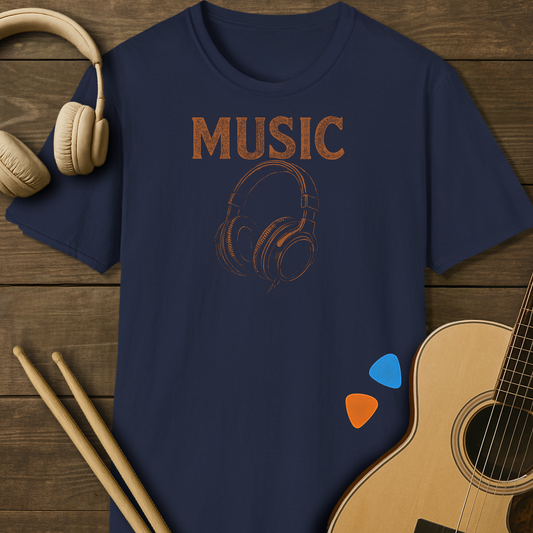 SOUNDOSE Music Illustration T-Shirt — Navy t-shirt