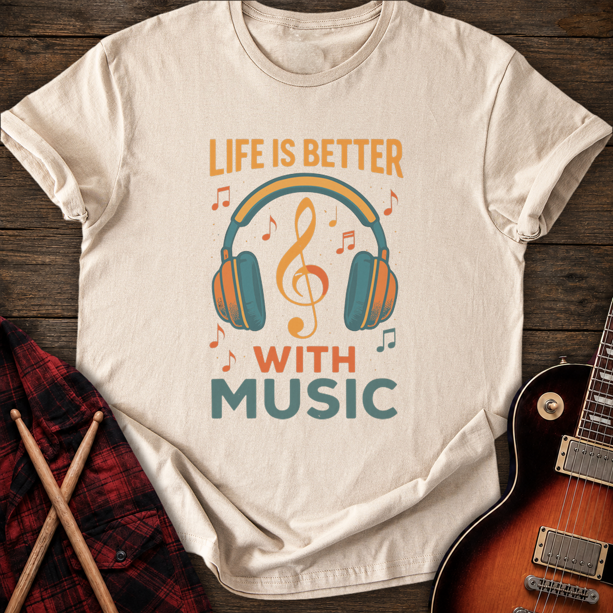 SOUNDOSE Music Life T-Shirt — Sand t-shirt
