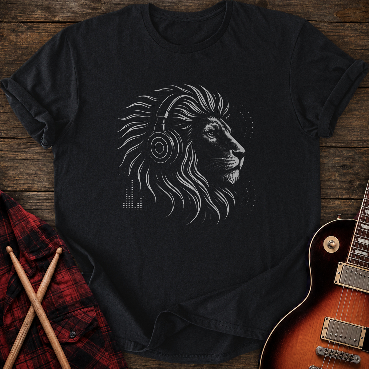 SOUNDOSE Music Lion T-Shirt — Black t-shirt