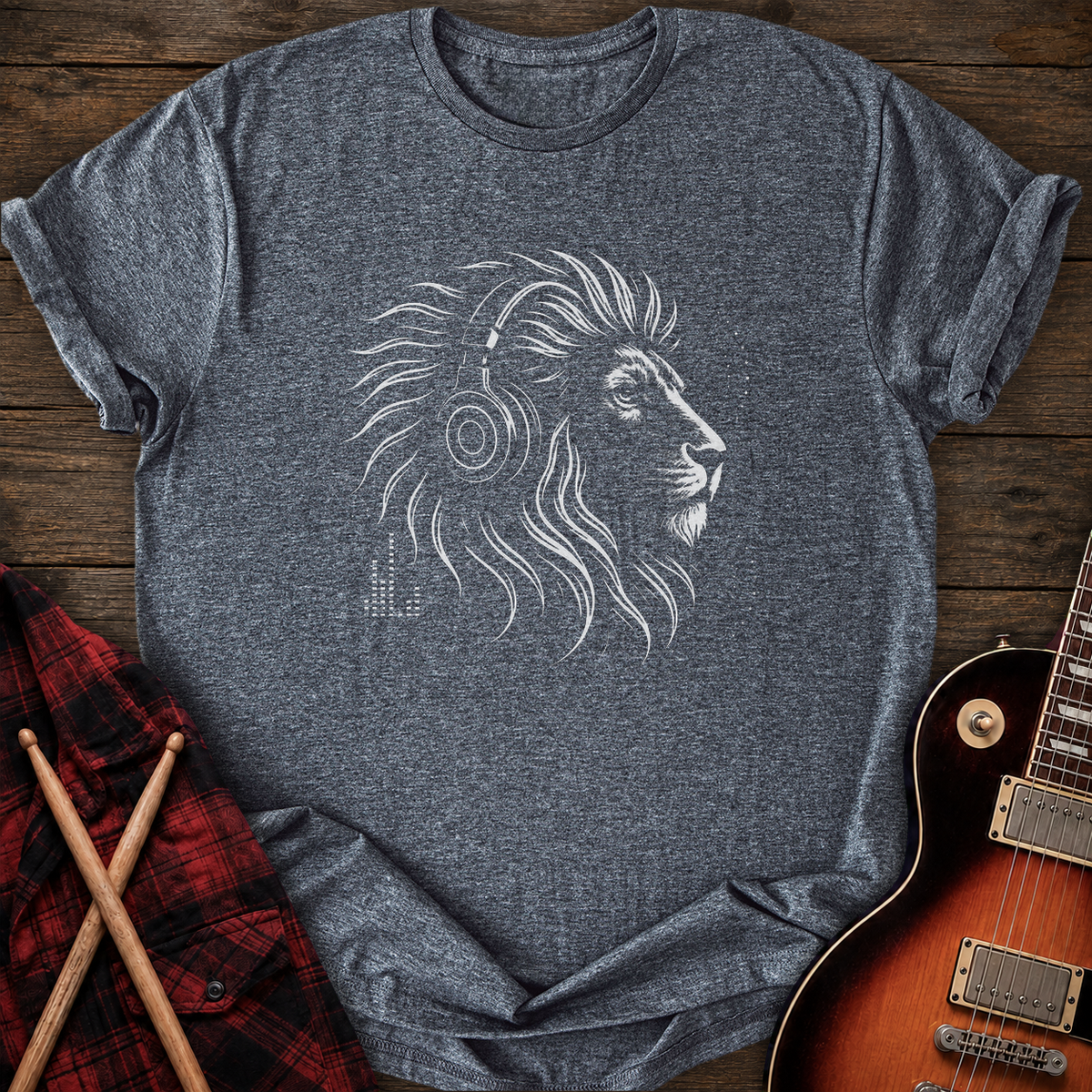 SOUNDOSE Music Lion T-Shirt — Dark Heather t-shirt