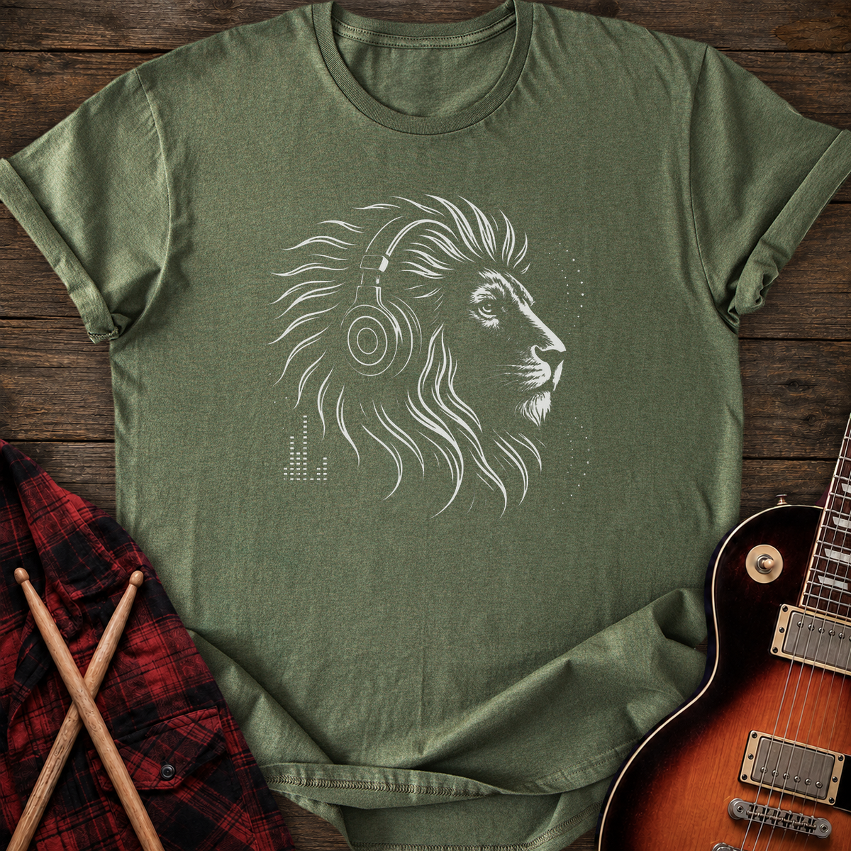 SOUNDOSE Music Lion T-Shirt — Military Green t-shirt